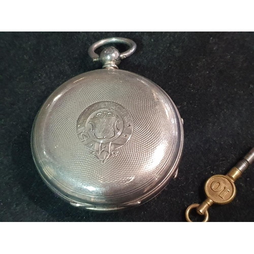 114 - A hallmarked for Birmingham silver pocket watch retailed by H Samuel Market Street Manchester, with ... 