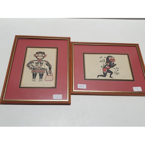 373F - Two frame Tim Paul inscribed in pencil 'Wild woman' and signed, 'Canadian woman' and signed