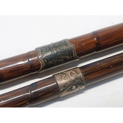 4 - Two hallmarked silver topped walking canes and one other, shipping unavailable