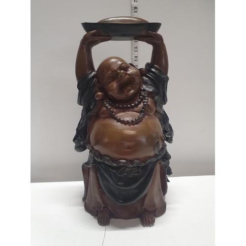 50 - A large heavy bronze sculpture of Budda h40cm