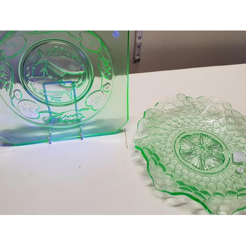 61 - A selection of assorted Uranium glass, shipping unavailable