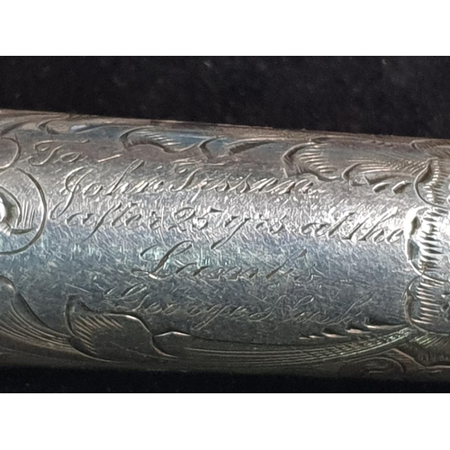 96 - A antique sterling silver and engraved cigar tube