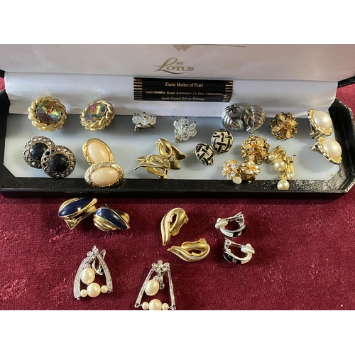 141 - A selection of costume jewellery clip on earrings including Monet