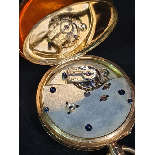129 - A 18ct gold mid size open face pocket watch in working order (stamped 18ct to outer case and inner c... 