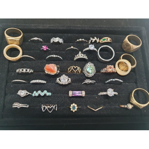 159 - A job lot of assorted costume jewellery rings including some stamped 925