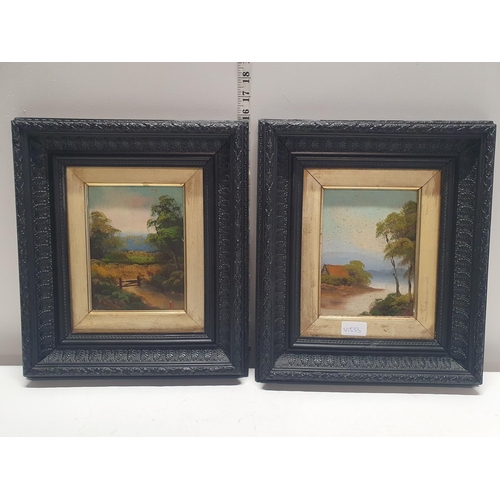 16 - Two framed oil on canvas's signed (artist unknown), 38x33cm shipping unavailable