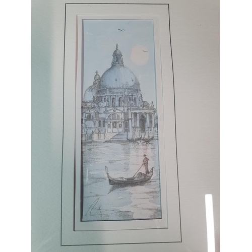 163 - Two framed and signed prints of Venice 48x39cm, shipping unavailable