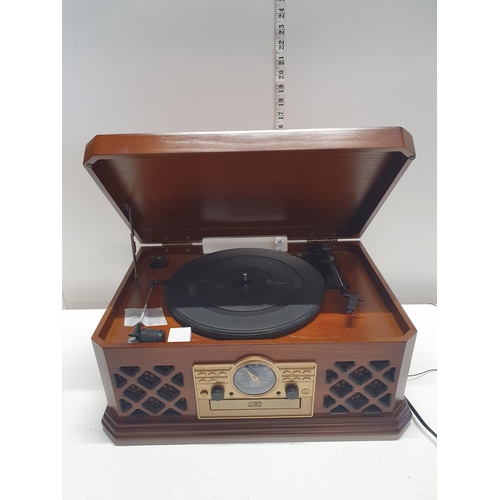 169 - A vintage style record and CD player (untested), shipping unavailable