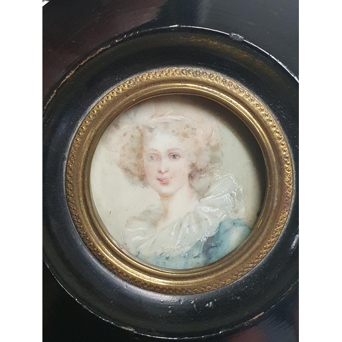 17 - Two antique framed hand painted miniature portraits