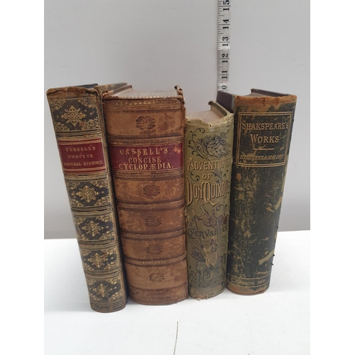 172 - Four assorted antique hardback books including The Adventures of Don Quixote
