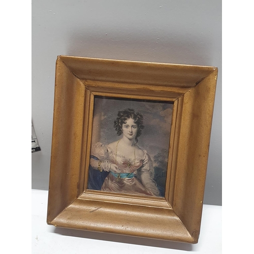 18 - A antique framed lithograph portrait of a young woman 18x16cm