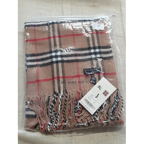 256 - A new with tags Burberry 100% lambs wool tan shawl 206 x 70cm