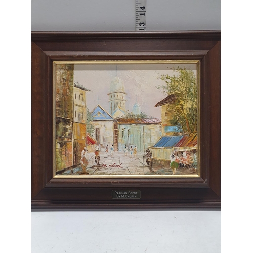 28 - A framed oil on board by M Church 32x38cm, shipping unavailable