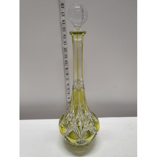 46 - A pretty tall cut glass decanter h43cm, shipping unavailable