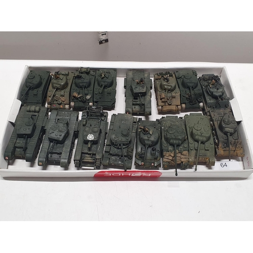 64 - A selection of built and painted scale models of Allied WW2 tanks