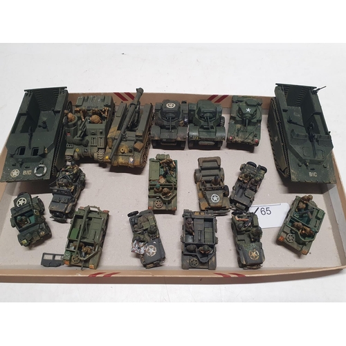 65 - A selection of built and painted scale models of allied WW2 vehicles