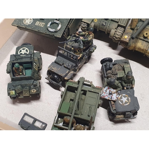 65 - A selection of built and painted scale models of allied WW2 vehicles