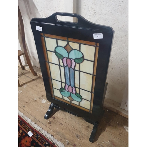 81 - A handmade leaded glass firescreen/coffee table, shipping unavailable