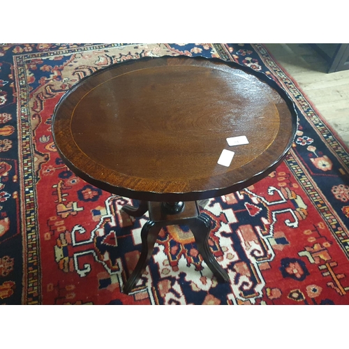 84 - A vintage mahogany occasional table with pie crust rim, 54x48x41cm, shipping unavailable