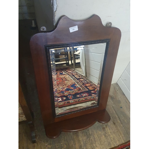88 - A antique mahogany framed mirror with undershelf and bevelled edge glass, 75x46cm, shipping unavaila... 