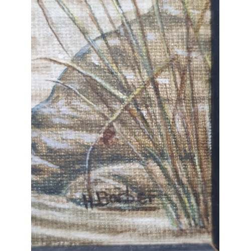 47 - An early work of Hilary Burn SWLA - a study of a Heron, framed oil on board (signed with her maiden ... 