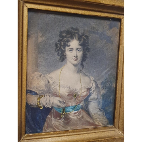 7 - A antique framed lithograph portrait of a young woman 18x16cm