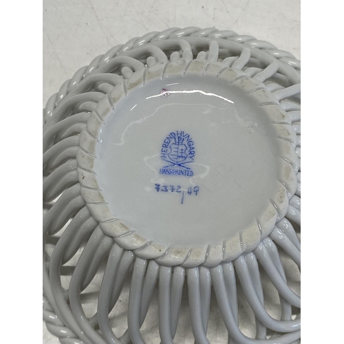 121 - A vintage openwork porcelain bowl by Herend of Hungry