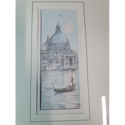 25 - Two framed and signed prints of Venice 48x39cm, shipping unavailable