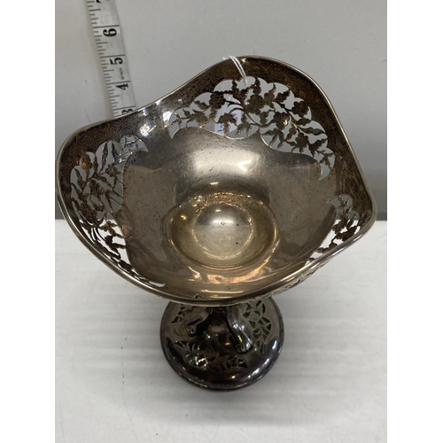 180 - A antique hallmarked for Chester 1910 Art Nouveau period footed bowl with pierce work decoration h19... 