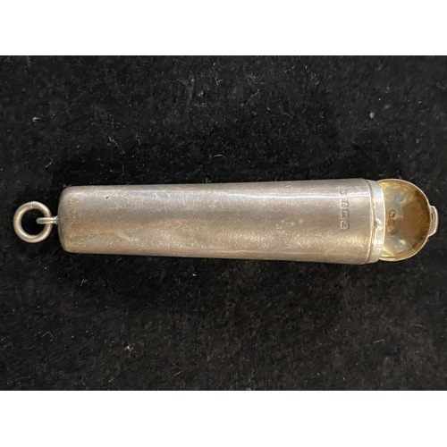 224 - A hallmarked for Birmingham silver cheroot holder case with a 9ct gold rimmed and butterscotch amber... 