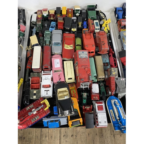 81 - A tray full of assorted play worn die-cast models, including Dinky and Corgi