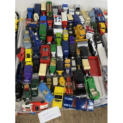 82 - A tray full of assorted play worn die-cast models, including Dinky and Corgi