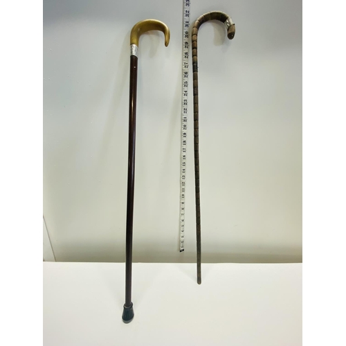 145 - A silver topped walking cane and one other  shipping unavailable.