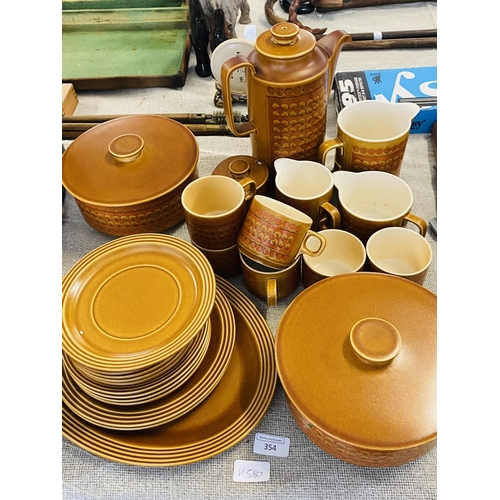 141 - A large vintage Hornsea dinner service (Saffron) 27 pieces  shipping unavailable.