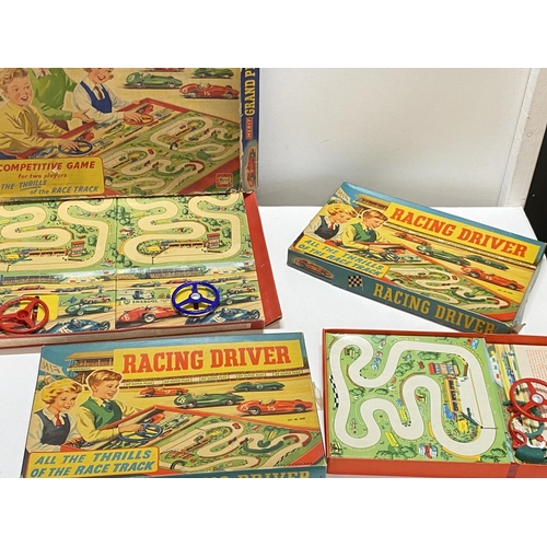120 - Three vintage racing driver board games by Merit