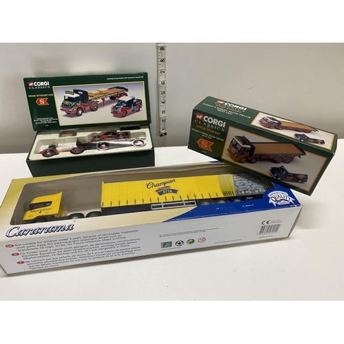 127 - Two boxed Corgi classic truck models and one other
