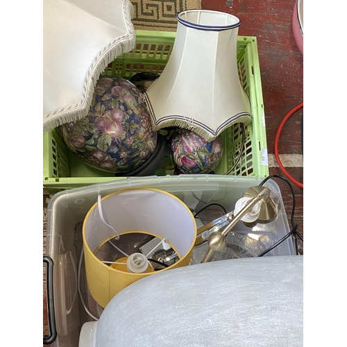 168 - Two boxes of assorted lamps including table and floor (untested).  shipping unavailable.
