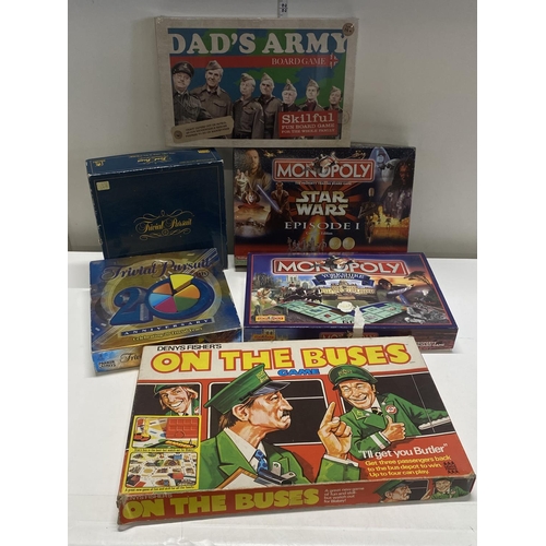 235 - A selection of vintage board games including On the Buses, Dads Army (unchecked)