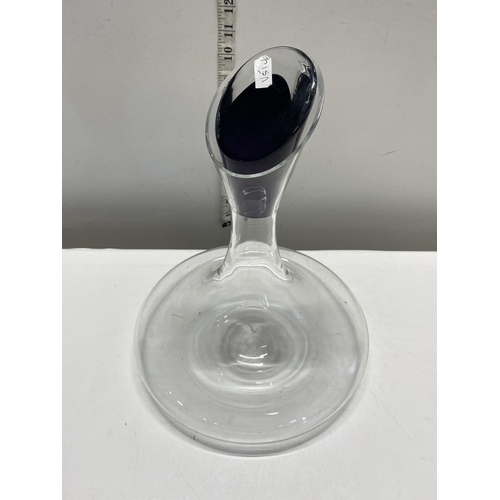 313 - A contemporary hand made carafe with stopper, slight nibble to rim, shipping unavailable