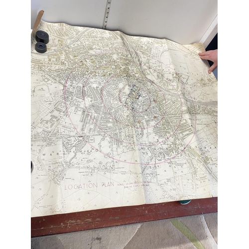 133 - A large antique velum map depicting the center of Barnsley