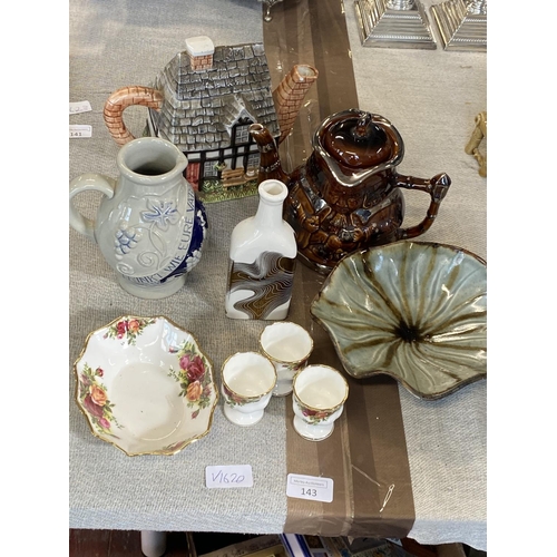 143 - A selection of assorted ceramics including OCR & art pottery, shipping unavailable