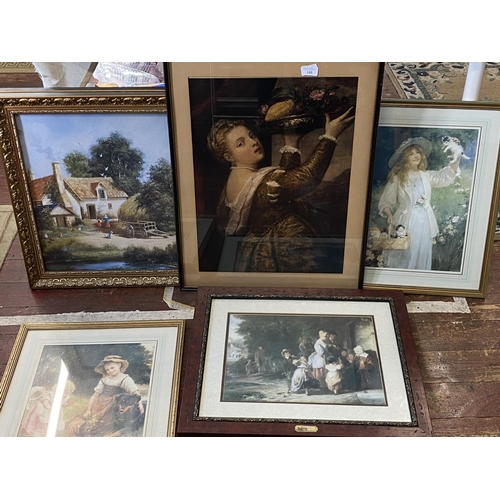 148 - A selection of assorted framed artwork,  no shipping