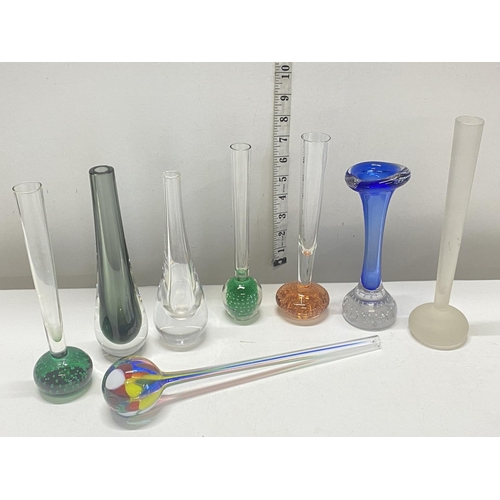 203 - A selection of assorted art glass bud vases etc. No Shipping