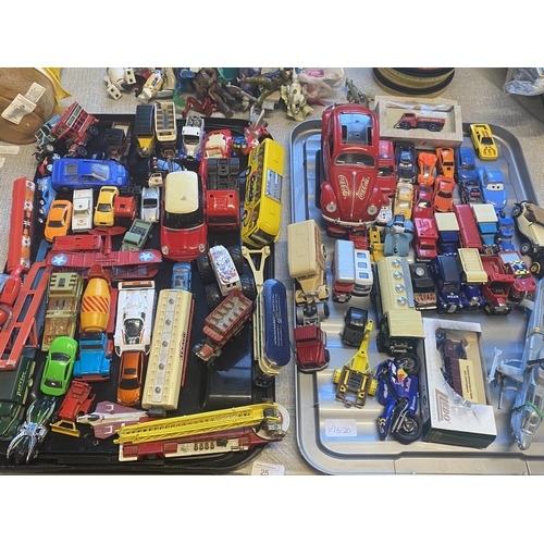 25 - Two trays of assorted die-cast models etc.