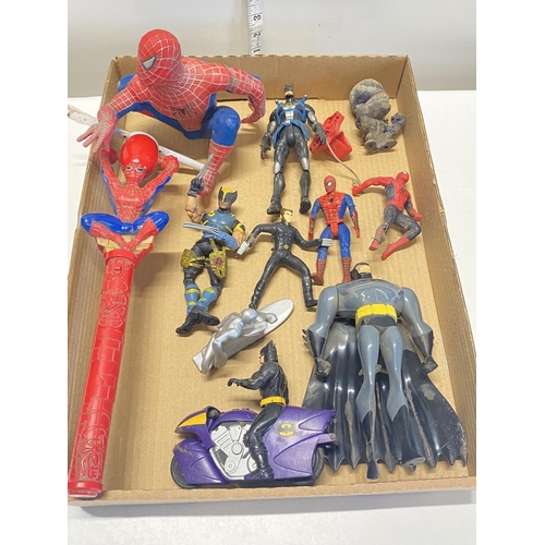 43 - A box of Spiderman & Batman figures etc.