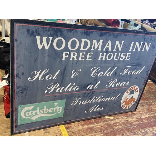 92 - A large Woodman Inn pub sign. 150cm x 100cm. No shipping