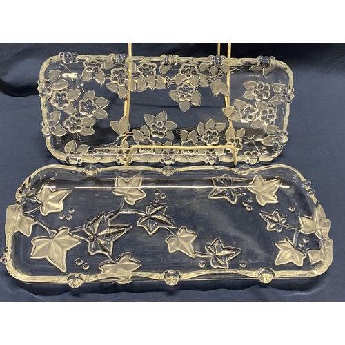 14 - Two vintage German Walther art glass trays largest 39x16cm, shipping unavailable