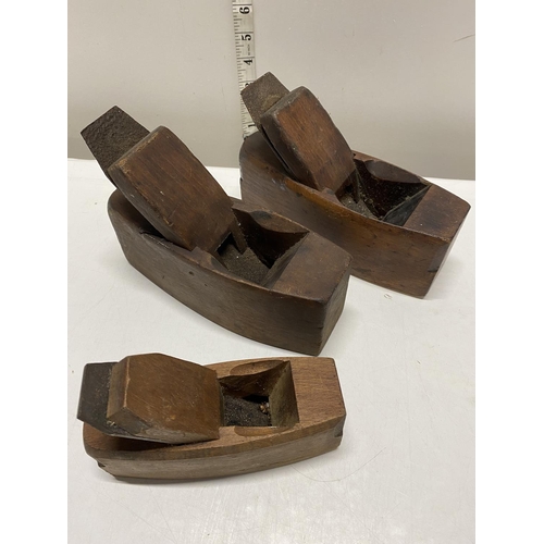 6 - Three vintage wood  'Coffin' planes, shipping available