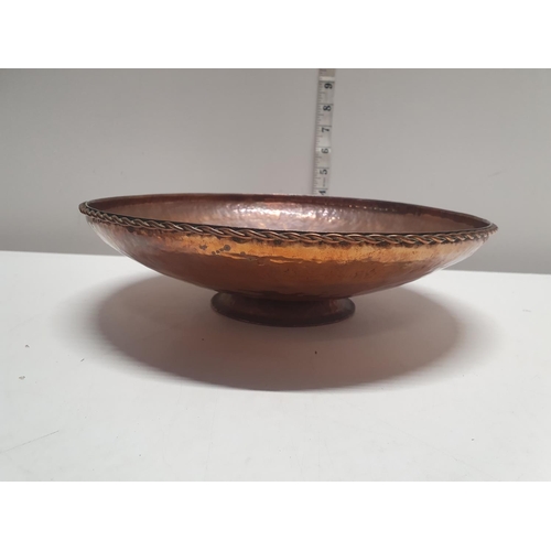 2 - A early 19th century tazza with a antique copper bowl and a antique copper pan