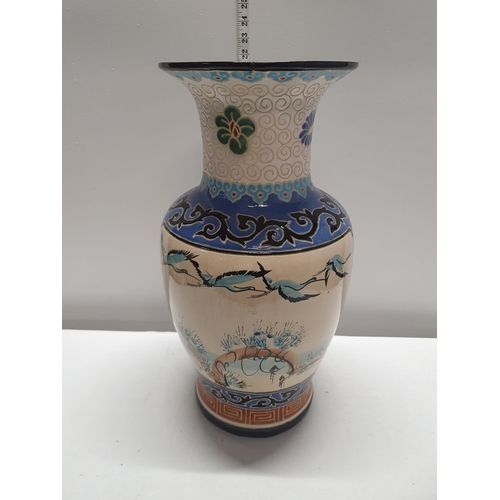 42 - A large oriental vase h53 (crack to rim), shipping unavailable